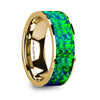 14K Yellow Gold with Sapphire Blue and Emerald Green Opal Inlay Flat Polished - 8mm