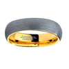 18K Yellow Gold Plated Domed Brushed Tungsten Carbide Wedding Ring - 5mm