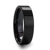 ACIS Flat Polish Finished Black Ceramic Wedding Ring For Him and Her - 4mm - 12mm