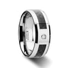 Acrapolis Black Tungsten Carbide Wedding Band Set Carbon Fiber Inlaid- 4mm-10mm