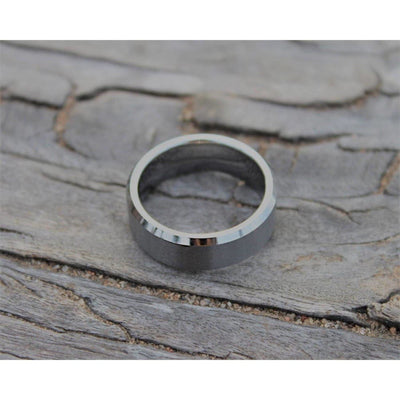 Adriel Tungsten Wedding Band With High Polished Beveled Edges & Brushed Center - 6mm 8mm