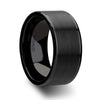 ADWIN Pipe Cut Black Ceramic Ring Brushed Center & Polished Edges 4 mm - 12