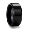 AEGIS Beveled Black Polished Finish Ceramic Wedding Band - 4mm - 12mm