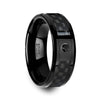 APOLLO Black Ceramic Ring With Diamond Setting & Carbon Fiber Inlay 8mm