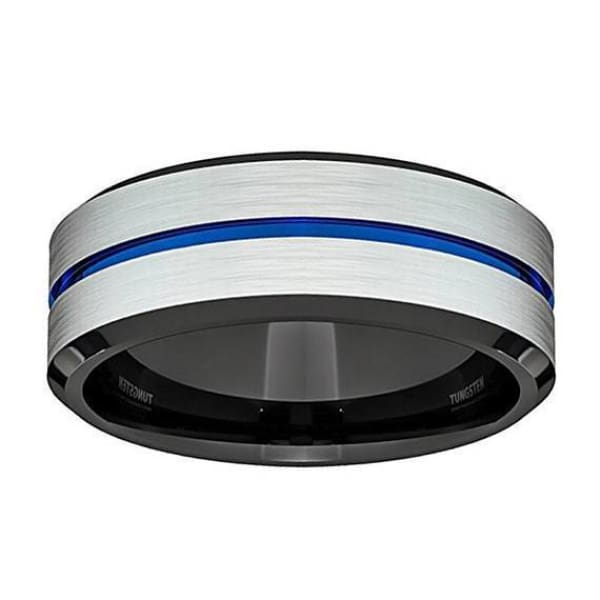 ARLO Men’s Tungsten Wedding Ring w/ Blue Groove and Black Inside - 8 mm