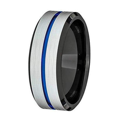 ARLO Men’s Tungsten Wedding Ring w/ Blue Groove and Black Inside - 8 mm