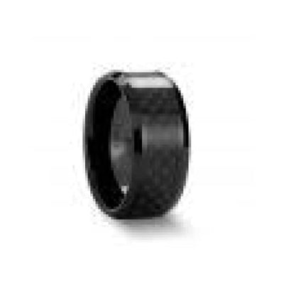 ASWAN Extra Wide Black Ceramic Ring With Carbon Fiber Inlay - 10mm