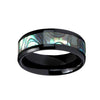 Austin Black Ceramic Wedding Ring Shell Inlay Beveled Polished Finish - 8mm