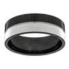 Avery Men’s Black And Silver Tungsten Wedding Band High Polish - 8mm