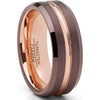 Beacon Men’s Brown Brushed Rose Gold Inlaid Tungsten Carbide Band - 8mm