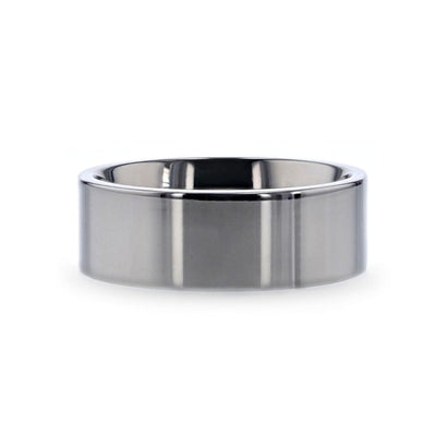 BEDFORD Highly Polished Flat Style Men’s Titanium Wedding Band - 6mm & 8mm