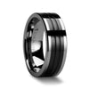 BENICIO Tungsten Carbide Ring With Grooved Black Ceramic Inlay 6mm -10 mm