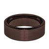 Beveled Men’s All Brown Tungsten Wedding Band With Brushed Center - 8 mm