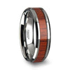 Beveled Mens Tungsten Wedding Ring With Real Padauk Wood Inlay 6mm - 10 mm