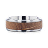 Beveled Titanium Ring Made From Genuine Whiskey Barrels Used By Jack Daniel’s Distillery - 8mm