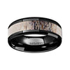 Black Ceramic Wedding Ring Deer Antler Ombre Beveled Polished Finish - 8mm