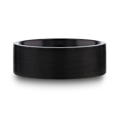 BOISE Brushed Finish Flat Black Titanium Men’s Wedding Band - 6mm & 8mm