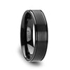 BOND Black Ceramic Ring With Dual Offset Grooves And Polished Edges 6mm - 8mm