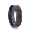 BRIGHTON Redwood Inlaid Titanium Men’s Wedding Band With Beveled Edges 8mm