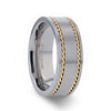 BRISTOL Men’s Flat Style Titanium Ring 14K Yellow Gold Dual Braided Inlay 8mm