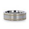 BRISTOL Men’s Flat Style Titanium Ring 14K Yellow Gold Dual Braided Inlay 8mm