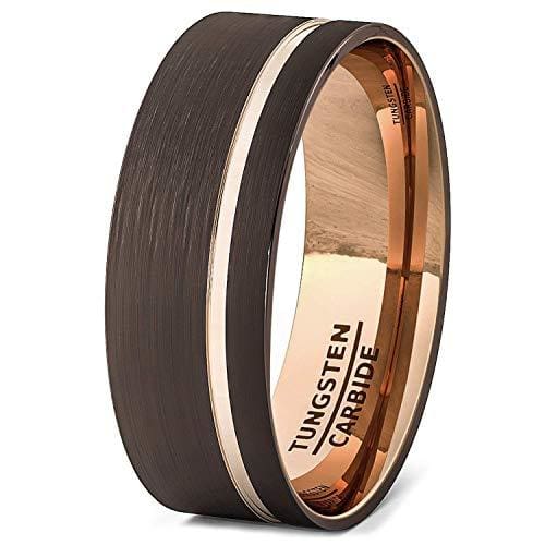 Black and Brown Tungsten Carbide Brush Finish Step Edge Band