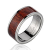 Caden Titanium Wedding Band Genuine Inlay Hawaiian Koa Wood Ring - 8mm