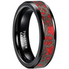 Camden Black Tungsten Carbide Ring Red Steampunk Gear Wheel Design - 8mm