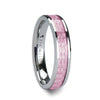 CARISE Pink Carbon Fiber Inlaid Beveled Tungsten Wedding Band 4mm - 6mm