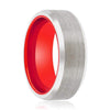 Casper Beveled Brushed Tungsten Carbide Ring For Men Red Inside - 8mm