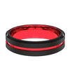 Colton Men’s Black And Red Grooved Tungsten Wedding Band 6mm & 8mm