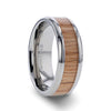 COLUMBUS Red Oak Wood ITitanium Wedding Band With Beveled Edges - 8mm