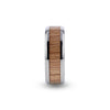 COLUMBUS Red Oak Wood ITitanium Wedding Band With Beveled Edges - 8mm