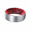 DALLAS Domed Men’s Tungsten Ring with Black/Red Box Elder Wood Sleeve 8mm