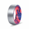 DEUS Men’s Tungsten Wedding Band with Red & Blue Box Elder Wood Sleeve 8mm