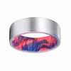 DEZSO Men’s Pipe Cut Tungsten Ring with Blue & Red Box Elder Wood Sleeve 8mm