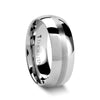 Domed Tungsten Carbide Wedding Band Set With Brushed Stripe Center - 4mm - 12mm