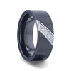 DOVER Black Titanium Ring With Small Silver-Coated Diagonal Design & A Set Of 3 Diamonds