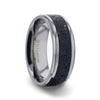 DURANGO Beveled Black And Gray Lava Inlaid Titanium Men’s Wedding Band 8mm