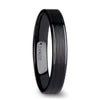 Echan Couple’s Black Ceramic Wedding Band Set And Brush Center - 4mm - 12mm