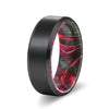 ELKI Black Brushed Tungsten Carbide Ring with Green/Red Box Elder Wood Sleeve 8MM