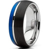 Elko Domed Mens Tritone Tungsten Carbide Wedding Band Thin Grooved - 8mm