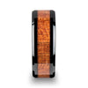 Exotic Mahogany Hard Wood Inlaid Black Ceramic Wedding Band 4mm-10mm