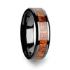 Exotic Mahogany Hard Wood Inlaid Black Ceramic Wedding Band 4mm-10mm