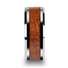 Exotic Mahogany Hard Wood Inlaid Tungsten Ring With Beveled Edges 4mm-10mm