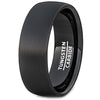 Exquisite Black Domed Tungsten Wedding Band with Brush Finish 6mm - 8mm