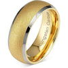 Fulton Men’s Yellow Gold SandBlasted Silver Edges Tungsten Wedding Band - 8mm