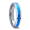 Gabriel Tungsten Wedding Band Set With Blue Green Opal Inlay - 4mm - 10mm