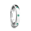 GALA Women’s Domed Tungsten Ring With 3 Green Emeralds Setting - 4mm