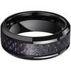 Genoa Black Tungsten Ring Celtic Dragon Pattern Purple Carbon Fiber Inlay - 8mm